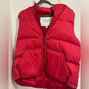 Coach Red Puffer Vest with Hood. Size XL- SOLD!!